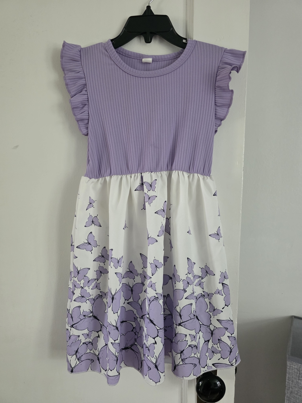 Girls' Lavender Butterfly Print Dress 6y